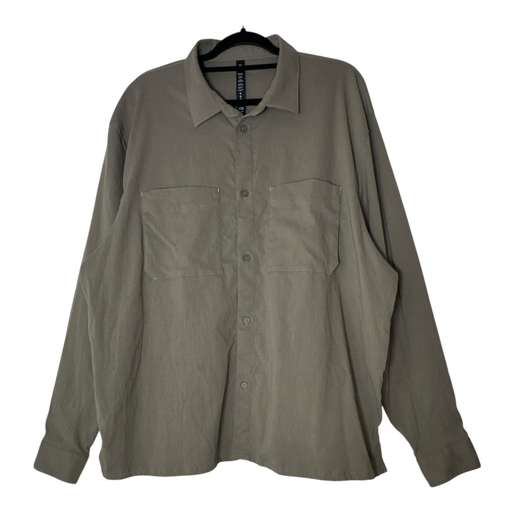 Lululemon Poplin Relaxed Fit Long Sleeve Button Up Shirt Men 2XL Stretch Exellen